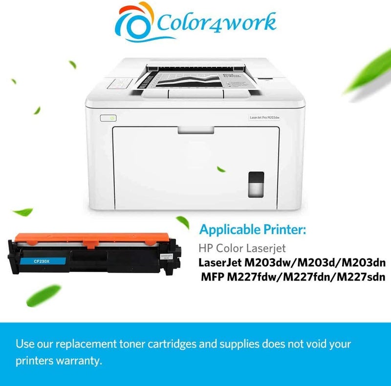 Color4work Compatible Toner and Drum Replacement for HP 32A CF232A Toner Drum 1-Pack and HP 30X CF230X Toner Cartridge 2-Pack for Laserjet Pro M203dw M203d M203dn M227fdw M227fdn Printer - Image 2
